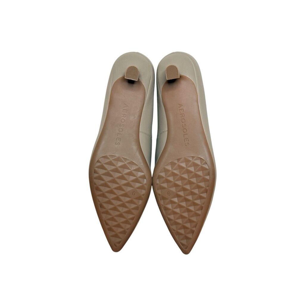 Aerosoles Rana Kitten Heel Pumps Size 9 Dune Color Beige Leather Pointy Toe - Picture 7 of 8